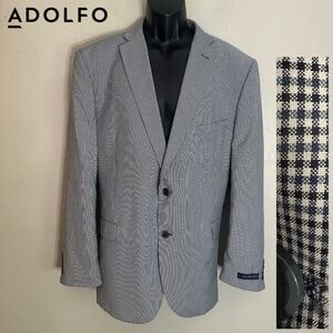 Adolfo Microplaid Blazer ~46R New with tags Microtech fiber fabric